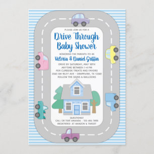 Invitation Fête de bébé garçon en drive-through