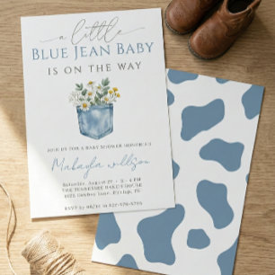 Invitation Fête de Bébé Garçon en Jean Bleu Rustique