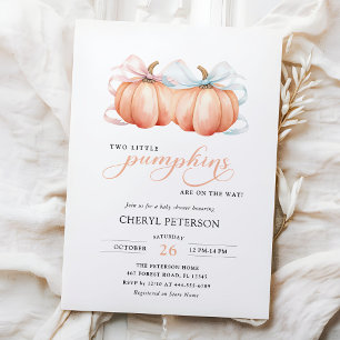 Invitation Fête de bébé garçon fille JUMEAUX Petites citrouil