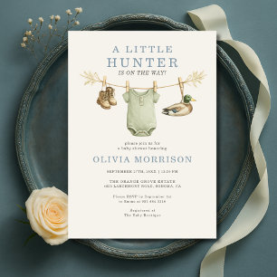 Invitation Fête de bébé garçon ligne de vêtements chasse cana