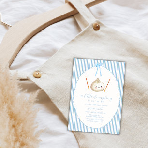 Invitation Fête de bébé garçon moderne bleu Asiatique Boulett