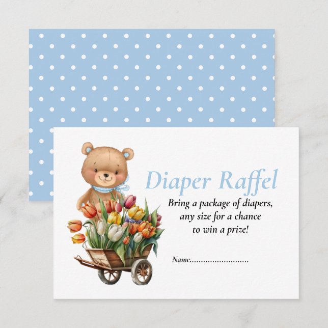 Invitation Fête de bébé garçon Teddy Rustique Flora Raffel de (Devant / Derrière)