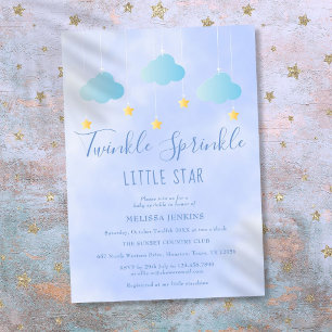 Invitation Fête de bébé garçon Twinkle Sprinkle Little Star B