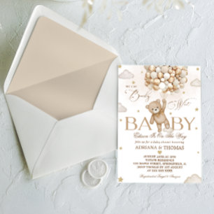 Invitation Fête de bébé genre neutre Ours Brun
