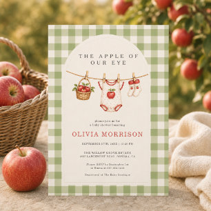 Invitation Fête de Bébé Gingham Pomme de Nos Yeux Automne