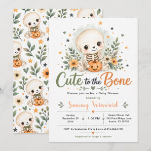 Invitation Fête de bébé Halloween adorable jusqu'à l'os