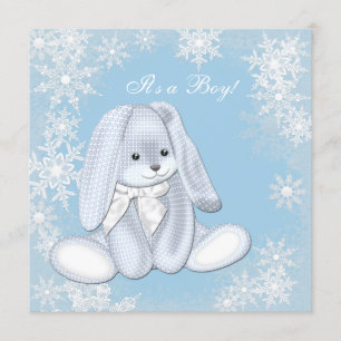 Invitation Fête de Bébé Hiver Merveilleux Flocon de Neige Ble
