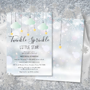 Invitation Fête de Bébé Hiver Petite Étoile Scintillante Spri
