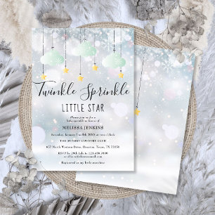 Invitation Fête de Bébé Hiver Petite Étoile Scintillante Spri