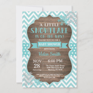 Invitation Fête de bébé hivernale rustique Flocon de neige aq