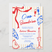 Fête de bébé italienne Ciao Bambino dessinée à la 