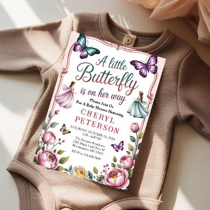 Invitation Fête de Bébé Jardin de Papillons