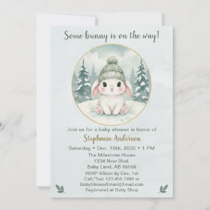 Invitation Fête de bébé lapin d'hiver Neutre