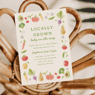 Invitation Fête de Bébé Légumes du Marché de Producteurs Loca