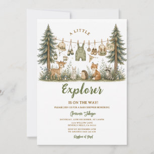 Invitation Fête de Bébé Little Explorer Woodland est en Route