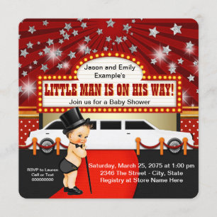 Invitation Fête de Bébé Little Man Limousine Star de Cinéma
