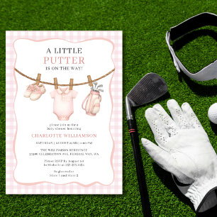 Invitation Fête de bébé Little Putter Pink Golf Linge à linge