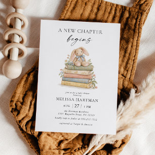 Invitation Fête de bébé Livre d'histoires de lapin Un nouveau