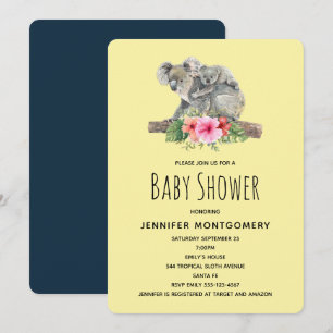Invitation Fête de Bébé Maman & Bébé Koalas Aquarelle Mignons