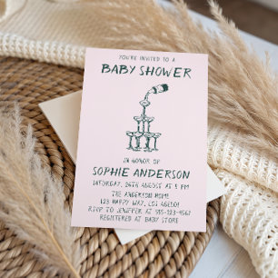 Invitation Fête de Bébé Minimaliste aux Illustrations à la Ma