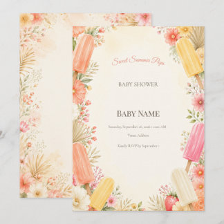 Invitation Fête de Bébé Moderne en Sucette | Douce Été