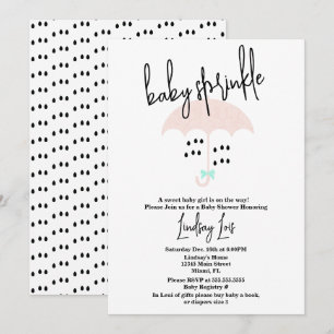 Invitation Fête de bébé moderne saupoudré rose sarcelle