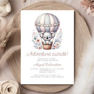 Invitation Fête de Bébé Montgolfière Koala Aventures à Venir
