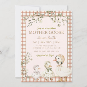 Invitation Fête de bébé Mother Goose neutre en genre