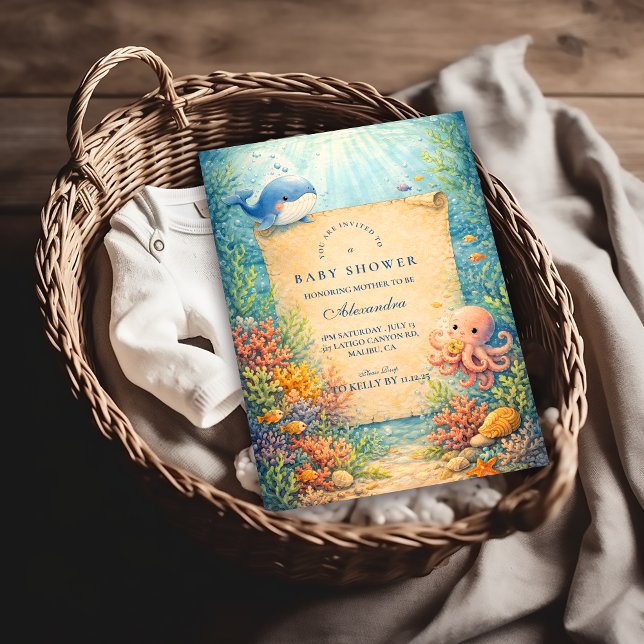 Invitation Fête de Bébé Océan Contes de Fées (Créateur téléchargé)