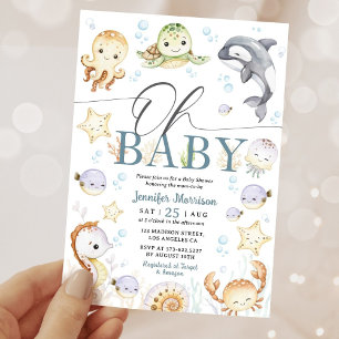 Invitation Fête de bébé océanique genre neutre sous la mer