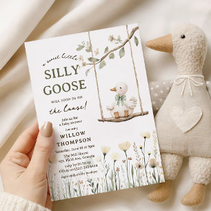 Invitation Fête de Bébé Oie Adorable Folle