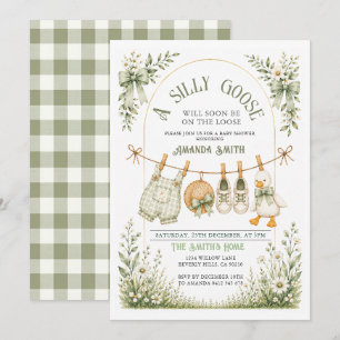 Invitation Fête de Bébé Oie Ridicule Sauge Fleur Sauvage