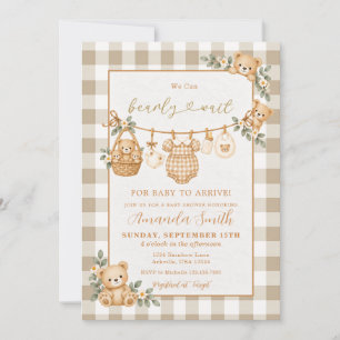 Invitation Fête de Bébé Ours Nous Pouvons à Peine Attendre