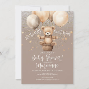 Invitation Fête de bébé ours paillettes bohème rustique