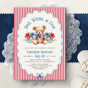 Invitation Fête de bébé patriotique rouge blanc juillet