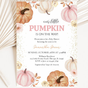 Invitation Fête de Bébé Petite Citrouille Fille
