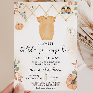 Invitation Fête de Bébé Petite Citrouille Neutre