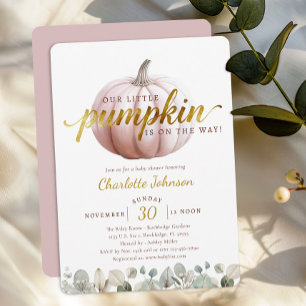 Invitation Fête de Bébé Petite Citrouille Rose 