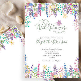 Invitation Fête de Bébé Petite Fleur Sauvage Colorée