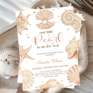 Invitation Fête de bébé petite perle océanique