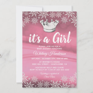 Invitation Fête de Bébé Petite Princesse en Hiver