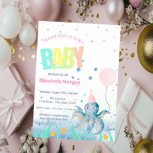 Invitation Fête de bébé pieuvre coquillage sous la mer