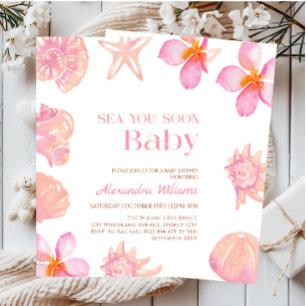 Invitation Fête de bébé plage d'été Coquillage