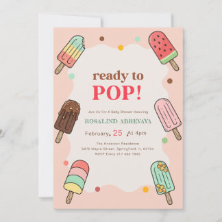 Invitation Fête de Bébé Popsicle Rose Estivale Prête à Éclate