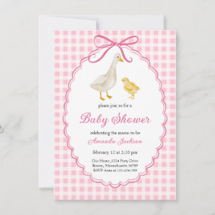 Invitation Fête de bébé Poule et Poussins Rose Printemps