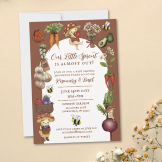 Invitation Fête de bébé pour couples Little Sprout Farmer's M