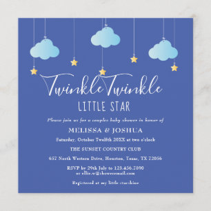 Invitation Fête de Bébé pour les Couples Twinkle Twinkle Litt