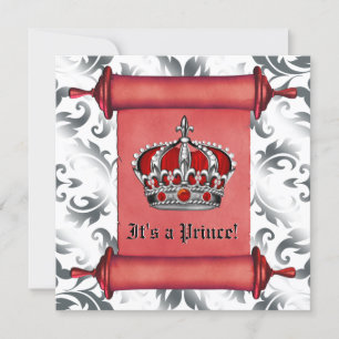 Invitation Fête de bébé Prince Royal Rouge