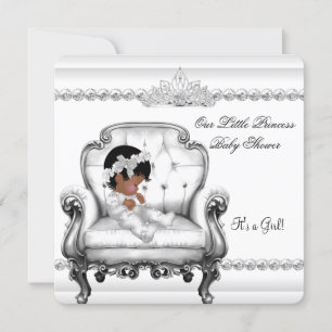 Invitation Fête de bébé Princesse Afro-Américaine Fille Chais