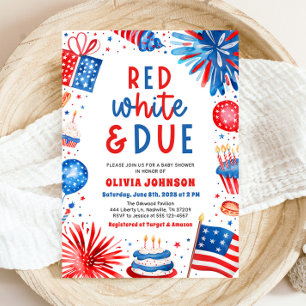Invitation Fête de bébé Red, White & Due neutre en genre